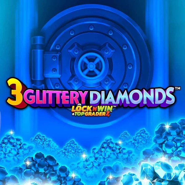 Official Slots logo: 3 Glittery Diamonds by PearFiction Studios at Glorion Casino